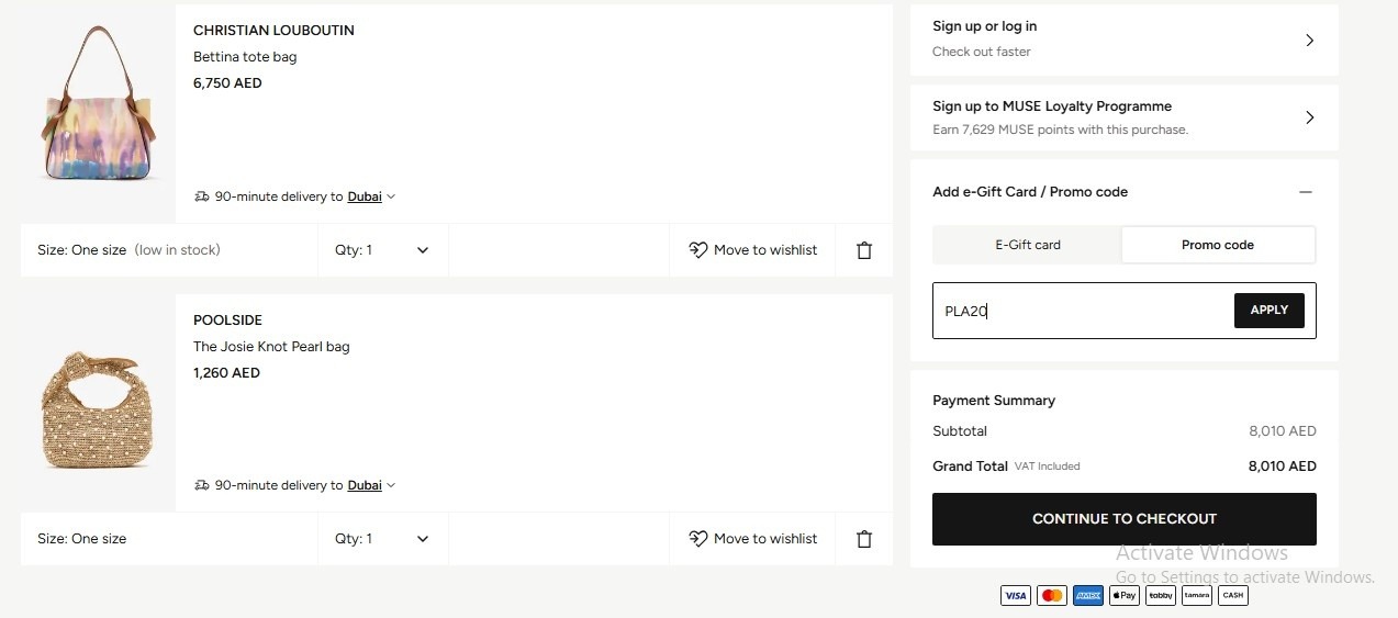Apply a Level Shoes Coupon at Checkout
