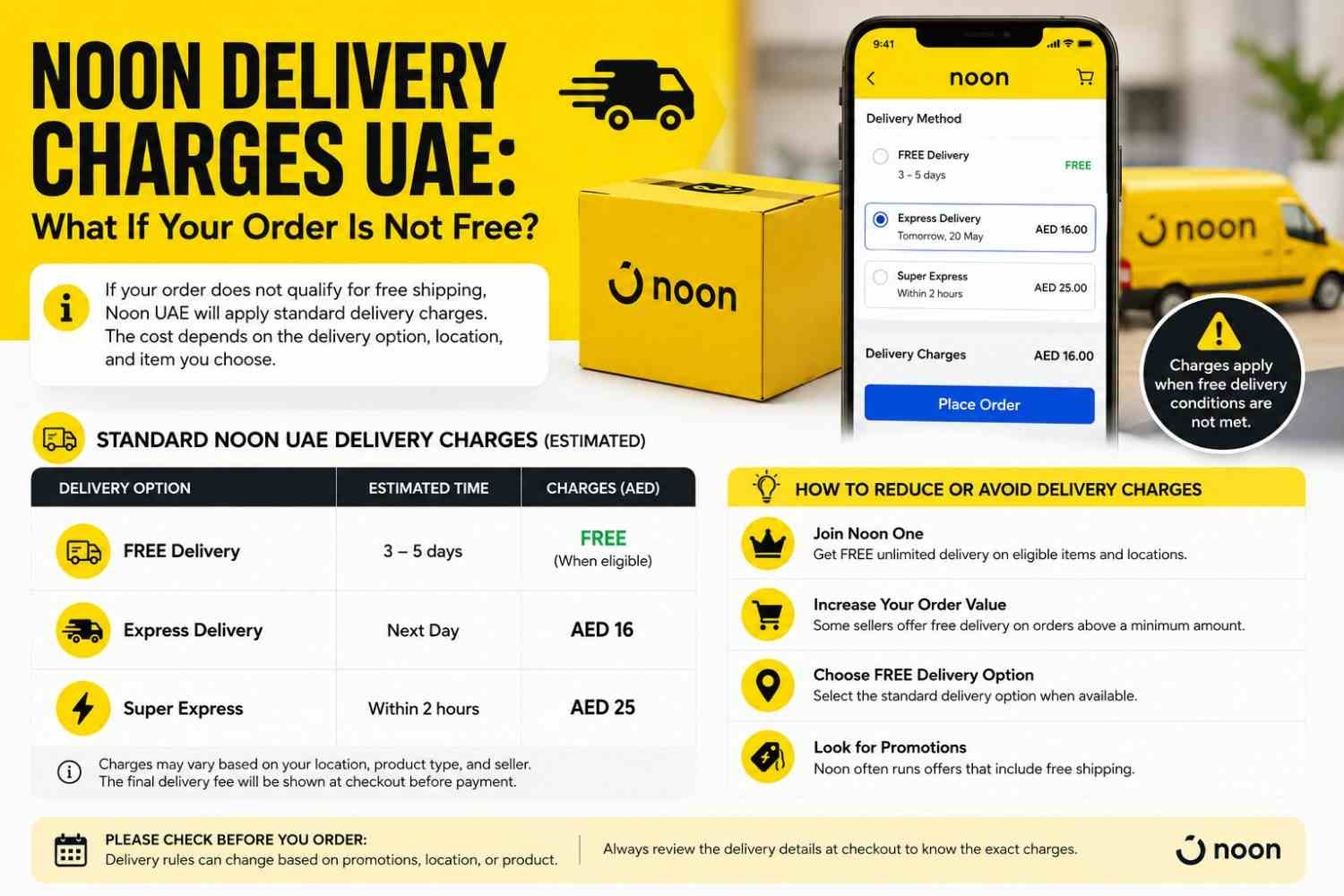 Noon Delivery Charges UAE