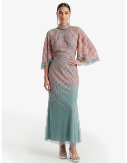 Frock And Frill Embellished Bell Sleeve Maxi Dress