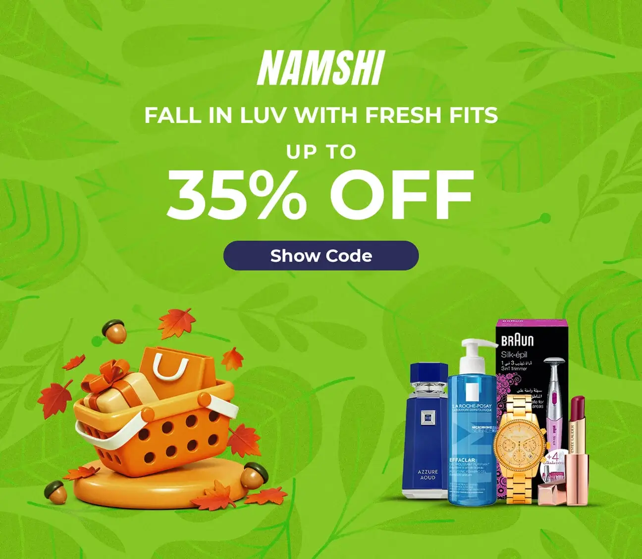 Namshi Promo Code: 30%-80% Off + 20% Extra discount
