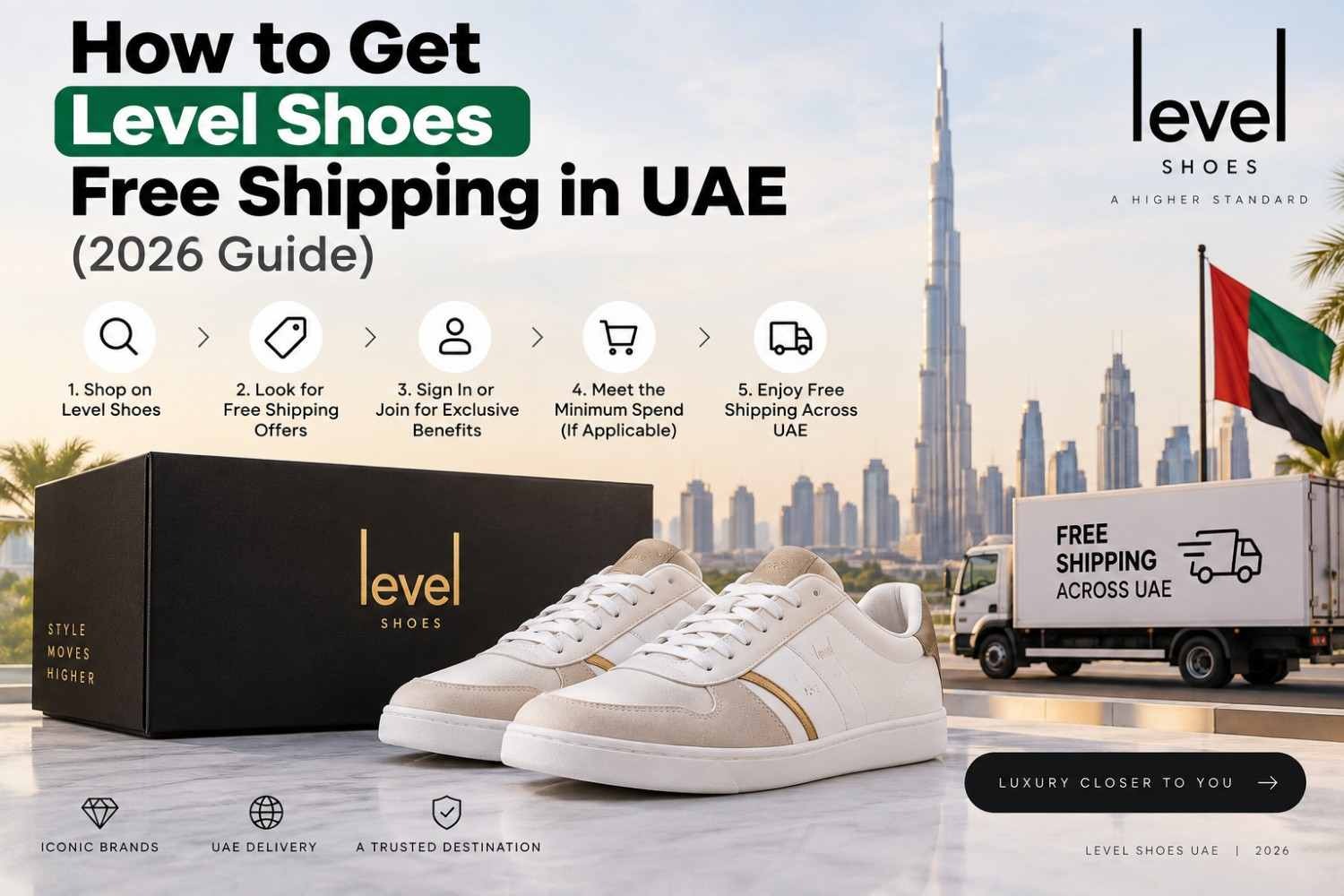 how to get Level Shoes free shipping in the UAE