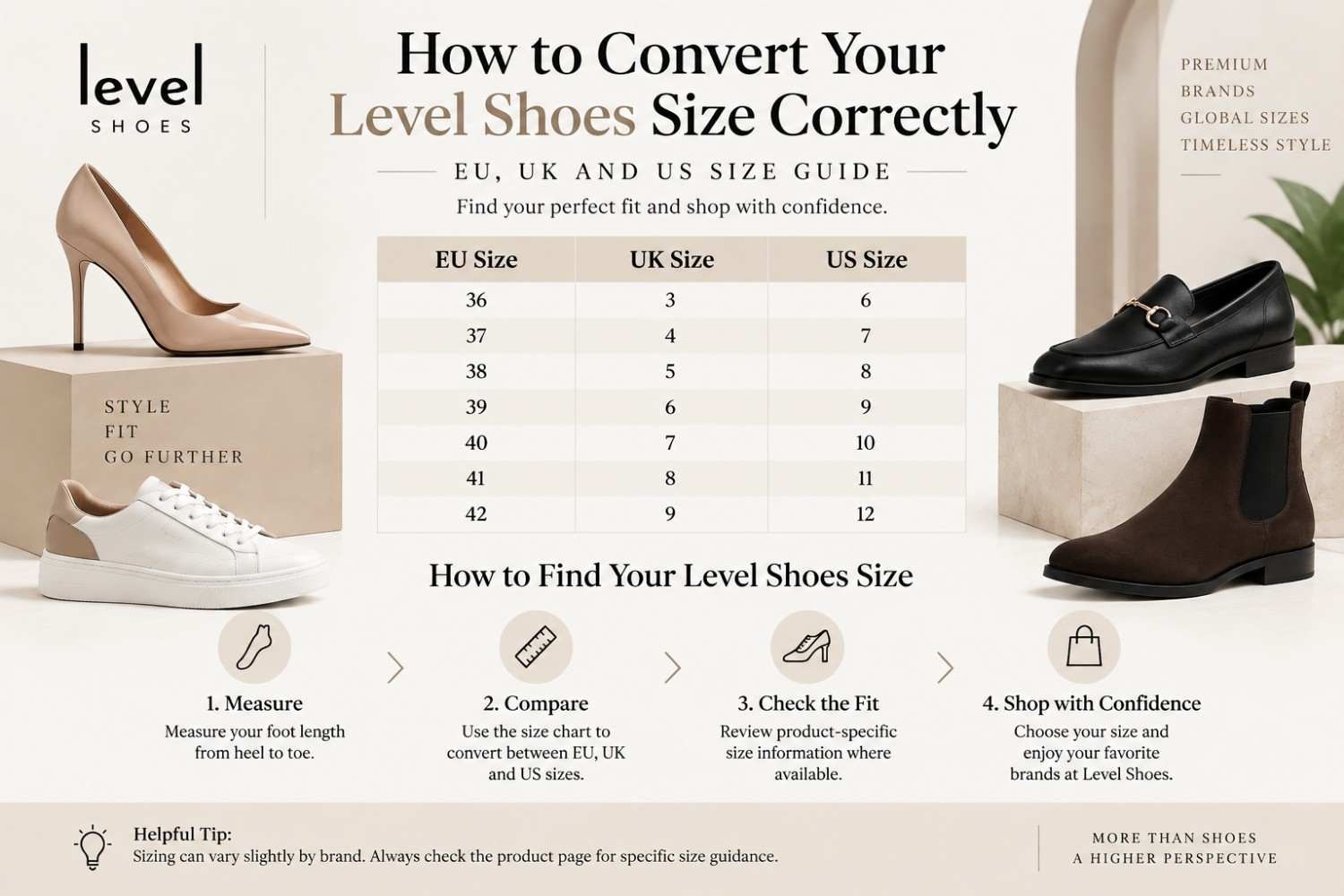 How to Convert Your Level Shoes Size Correctly