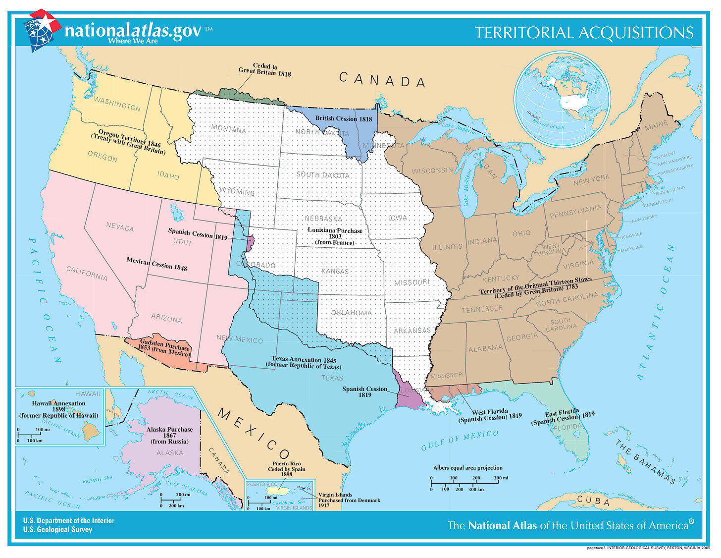 US territorial acquisitions map