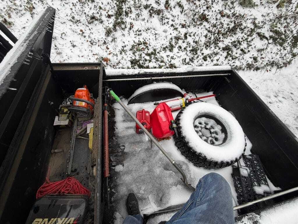 Truck bed loaded with tools