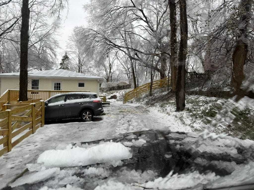 Driving out through the snow