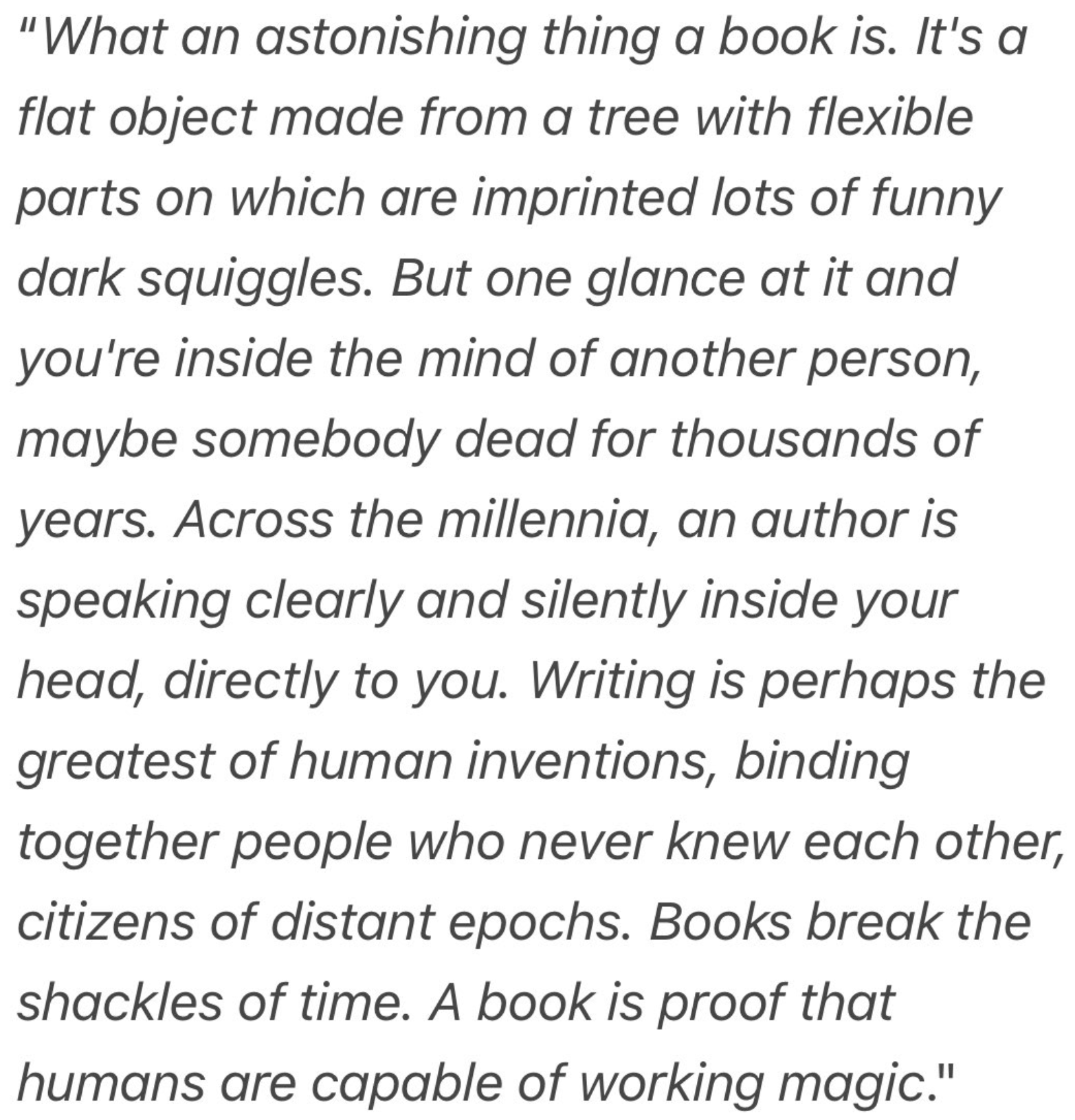 Carl Sagan quote on the power of books and reading