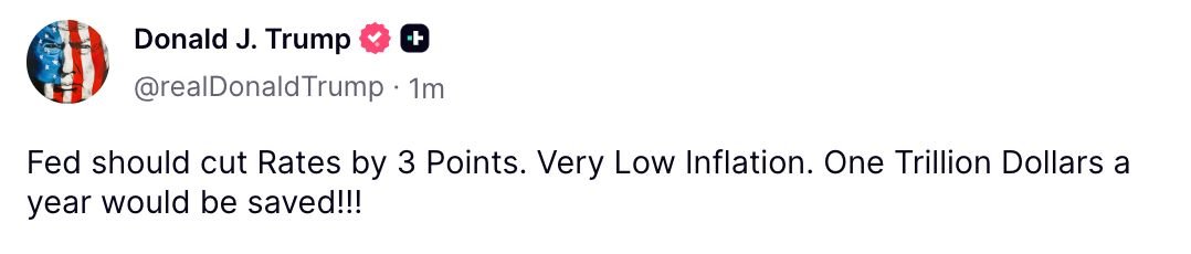 Headline on the President's criteria for the next Fed Chair