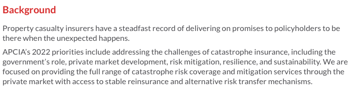 Excerpt from an insurance trade association statement