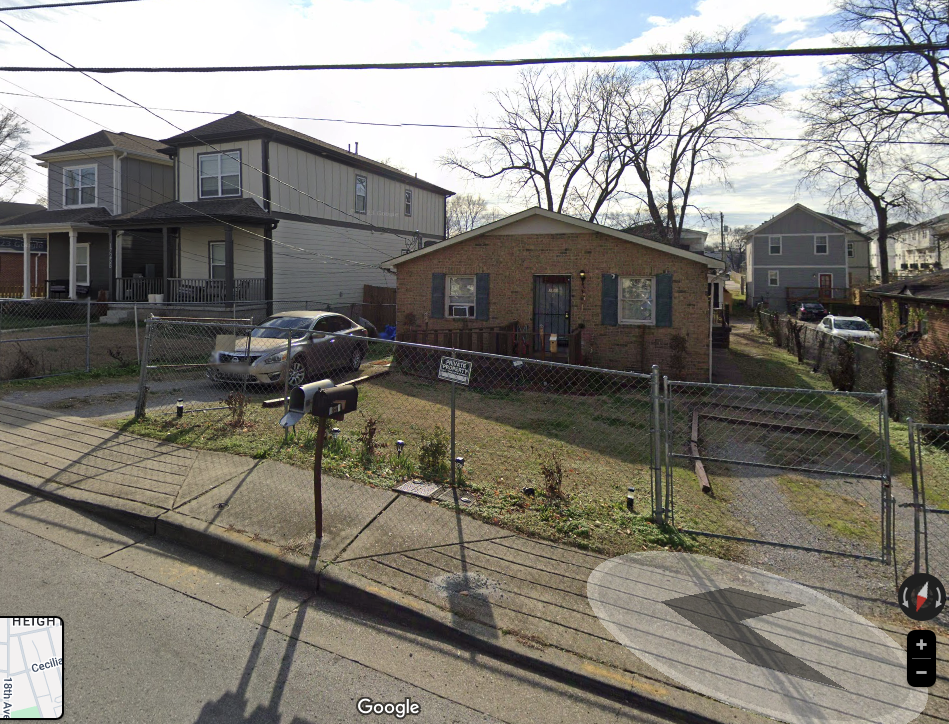 Street view of the North Nashville block with new construction nearby