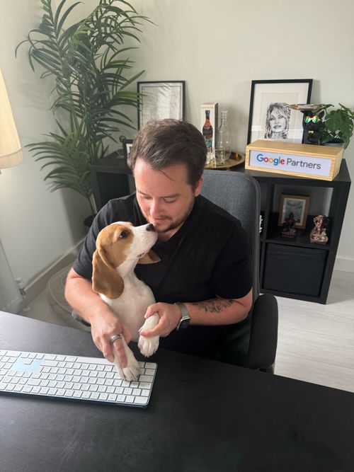 Behaviour digital, about us, founder with puppy