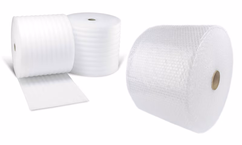 Rolls of bubble cushioning wrap