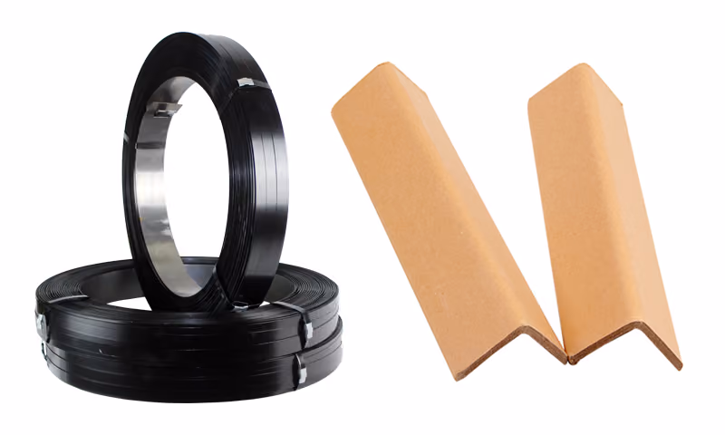 Strapping coil and cardboard edge protectors