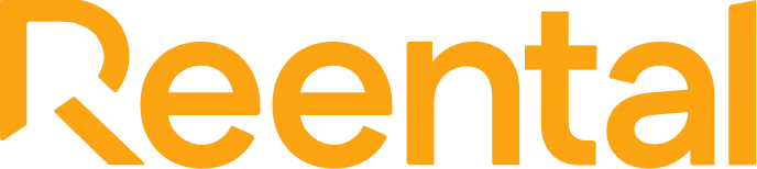 Orange text logo reading 'Reental' on a transparent background.