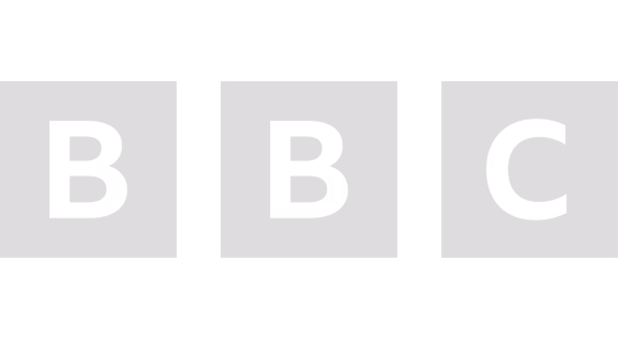 BBC logo with white letters B, B, and C each inside separate gray squares.
