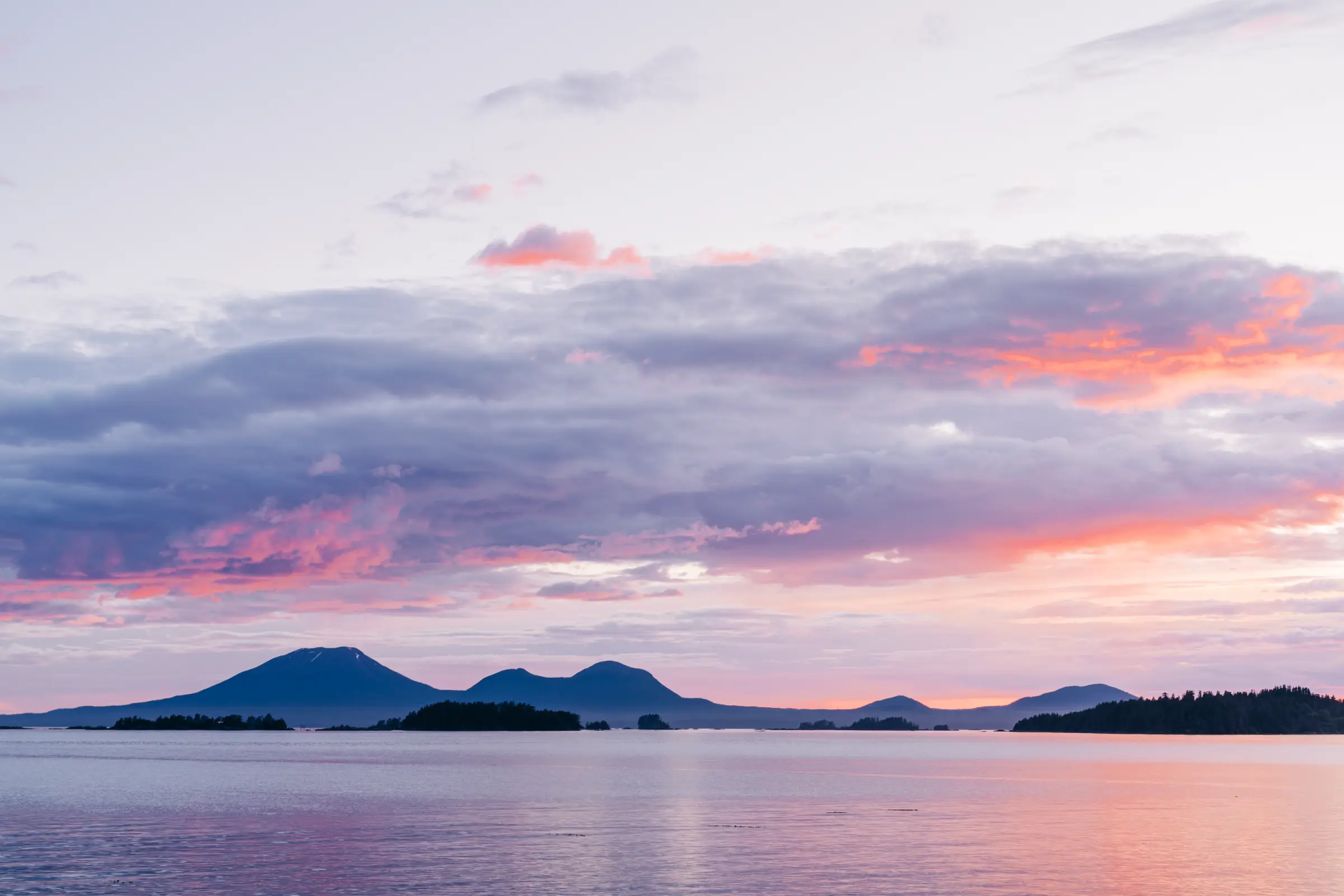 Evening light on Sitka Sound with the boat heading home