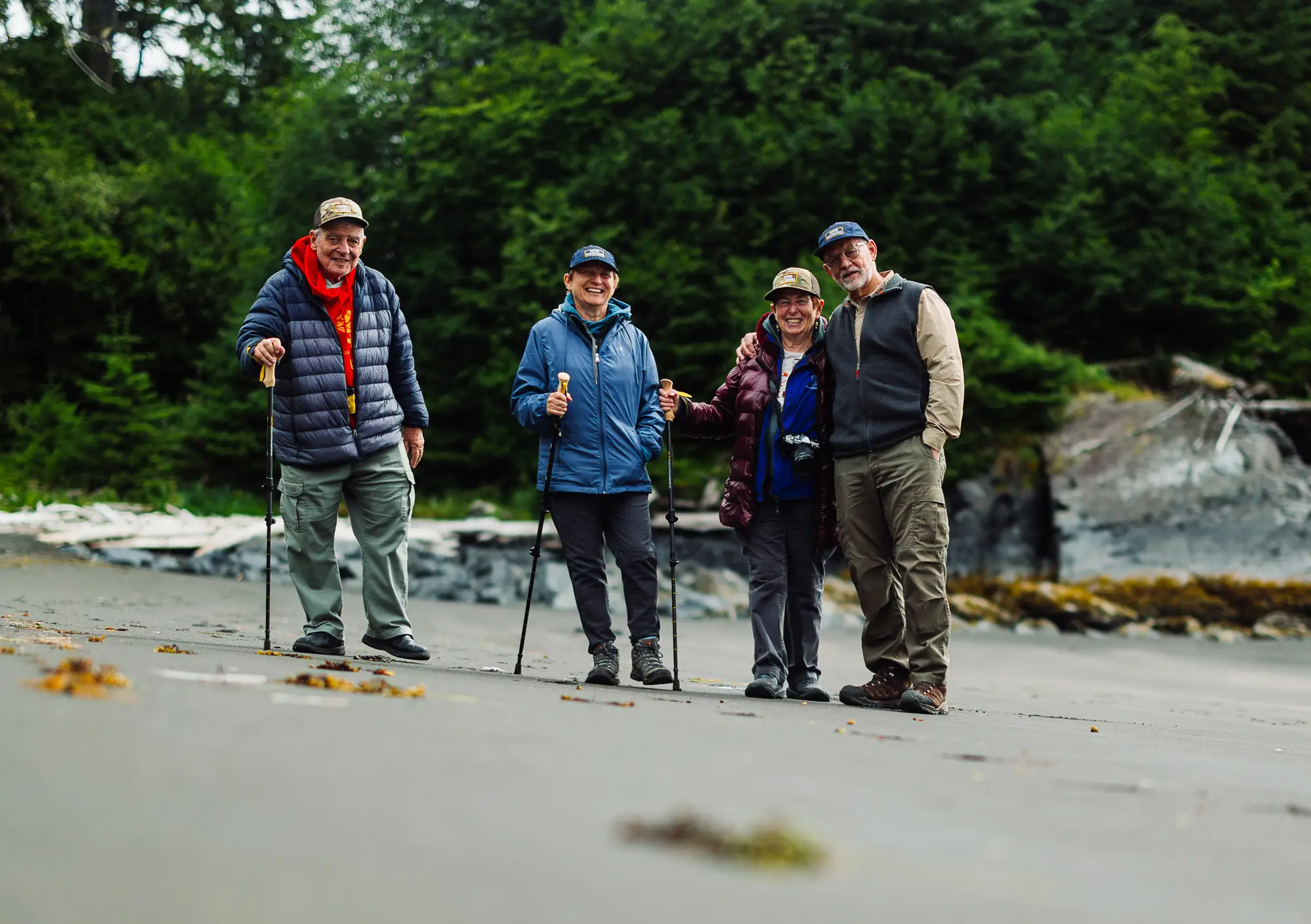 Guests beach combing and exploring on Kruzof Island on the Islands of Wonder tour in Sitka Sound.