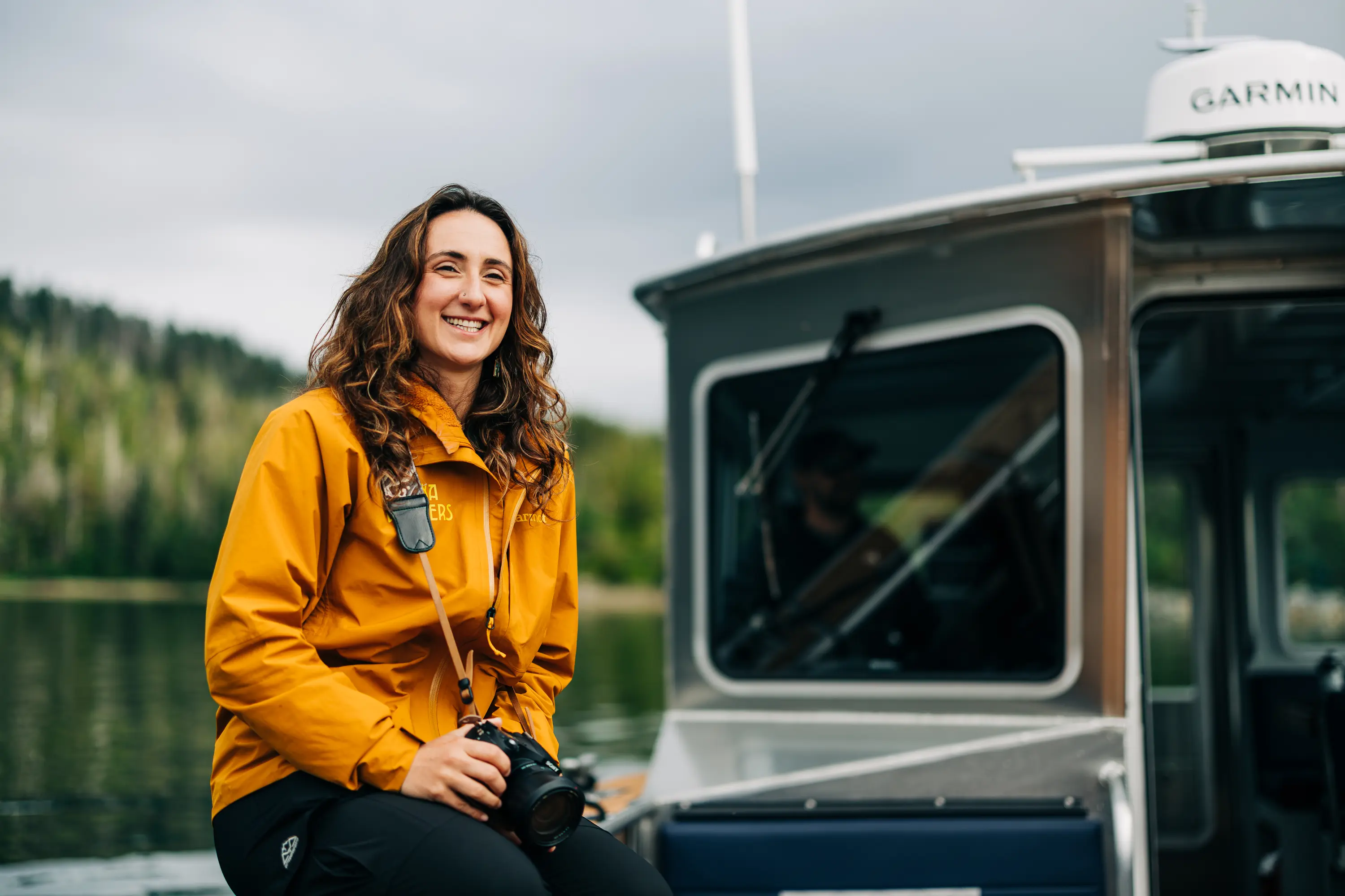 Ellena Griffiths, captain and naturalist, guiding guests in Sitka