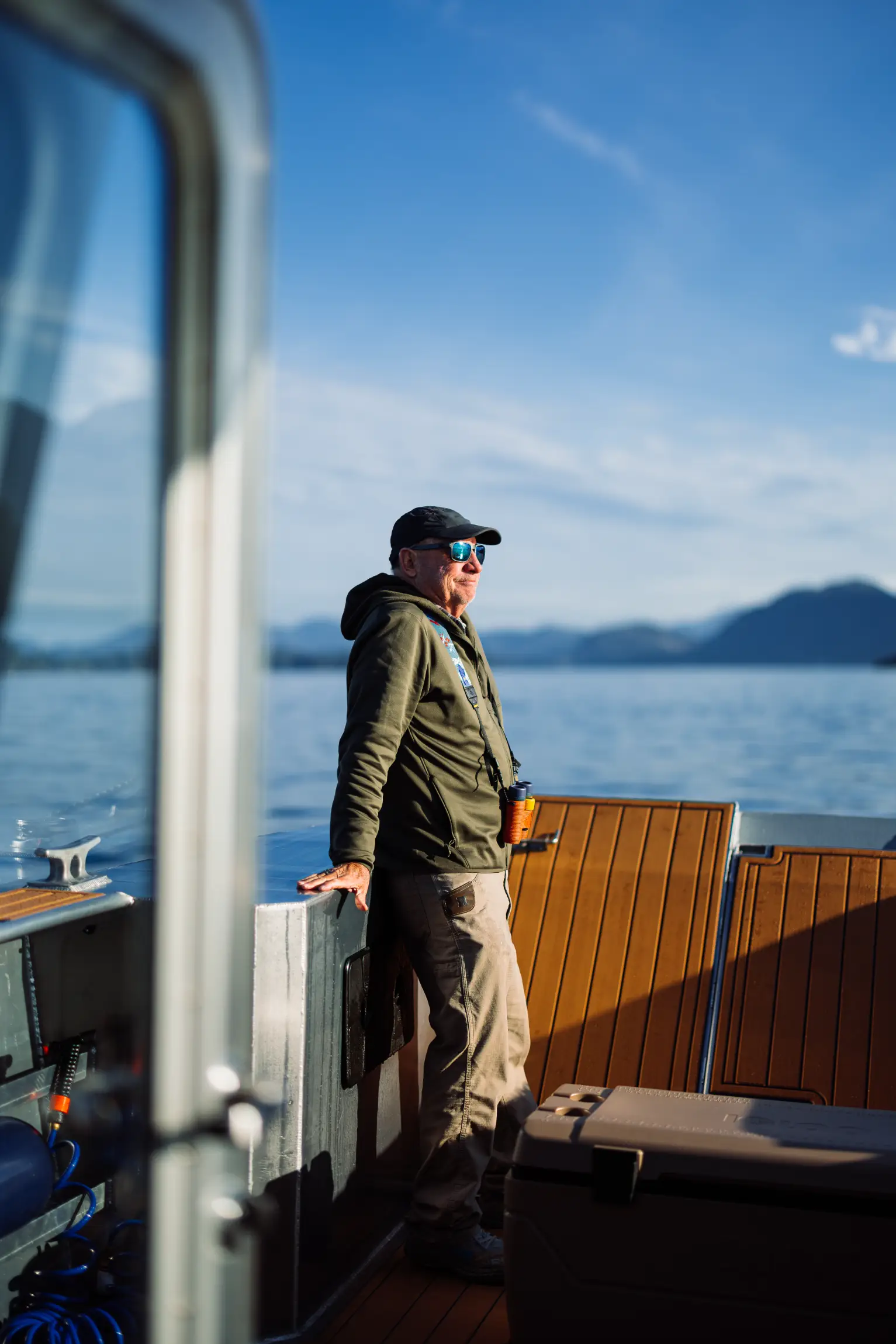 Humpback whale breaching near the boat in Sitka Sound