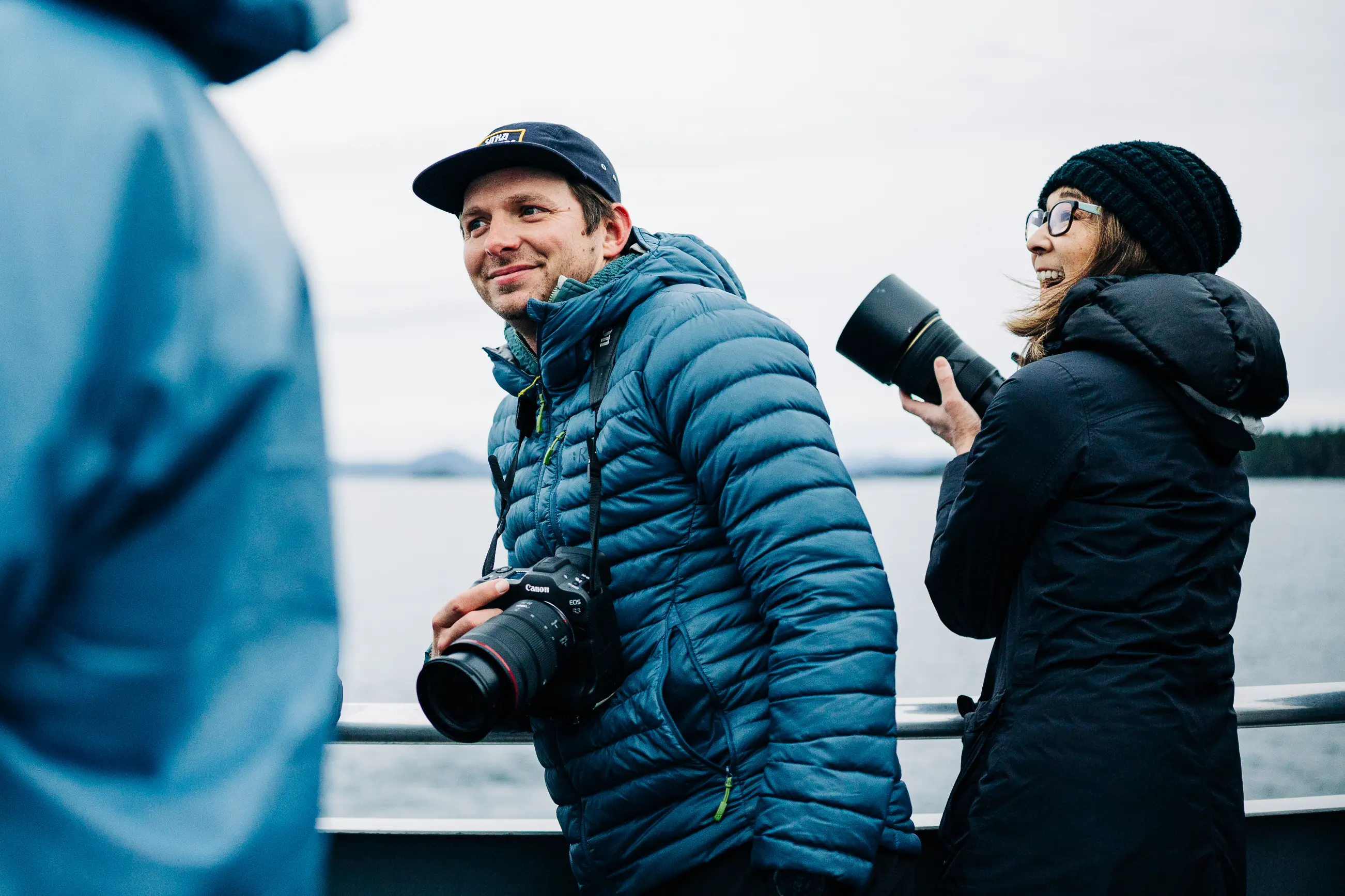 Humpback whale surfacing near the boat in Sitka Sound