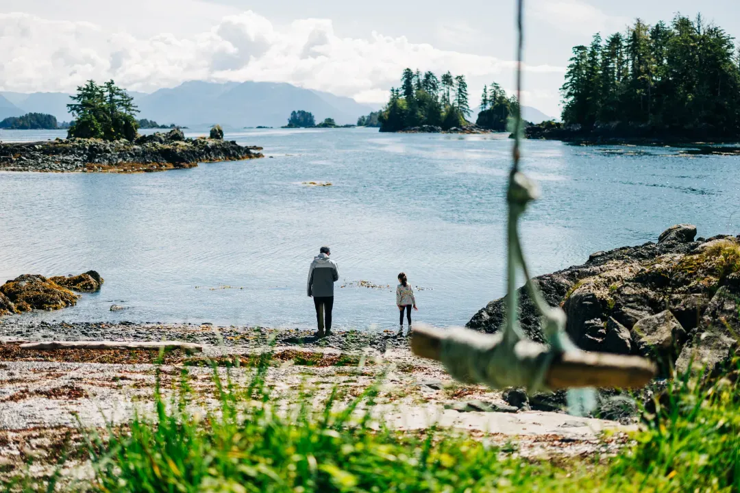 Remote beach landing with expedition craft bow ramp down