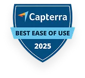 Capterra Best Ease of Use 2025 award badge.