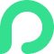Green stylized letter P logo with circular design
