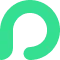Green stylized letter P logo with circular design