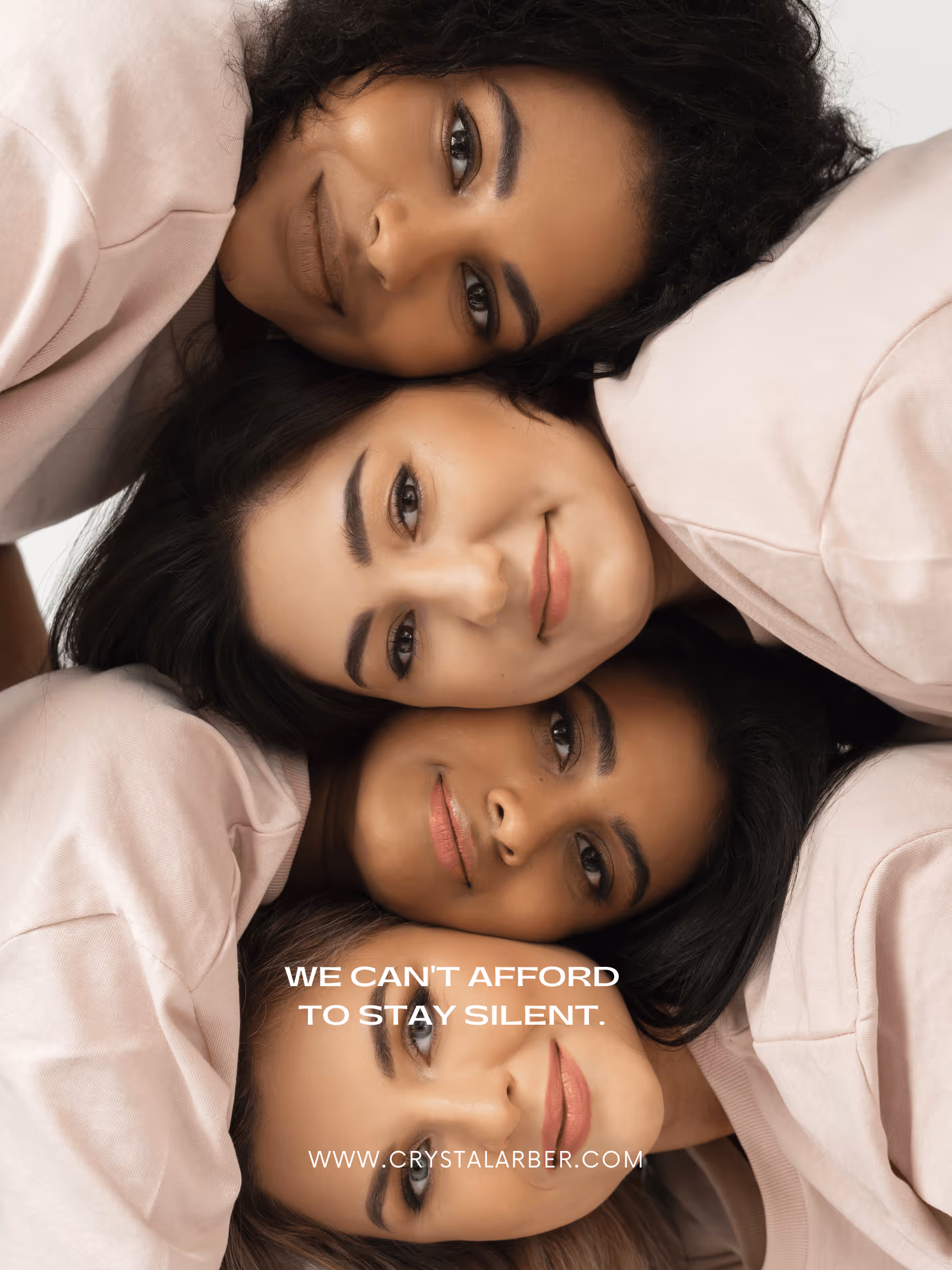 A picture of women's faces of multi cultures lined up together.