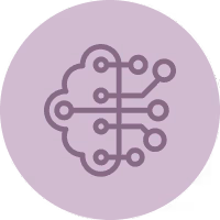 Icon of a stylized brain with interconnected nodes representing digital or neural connections.