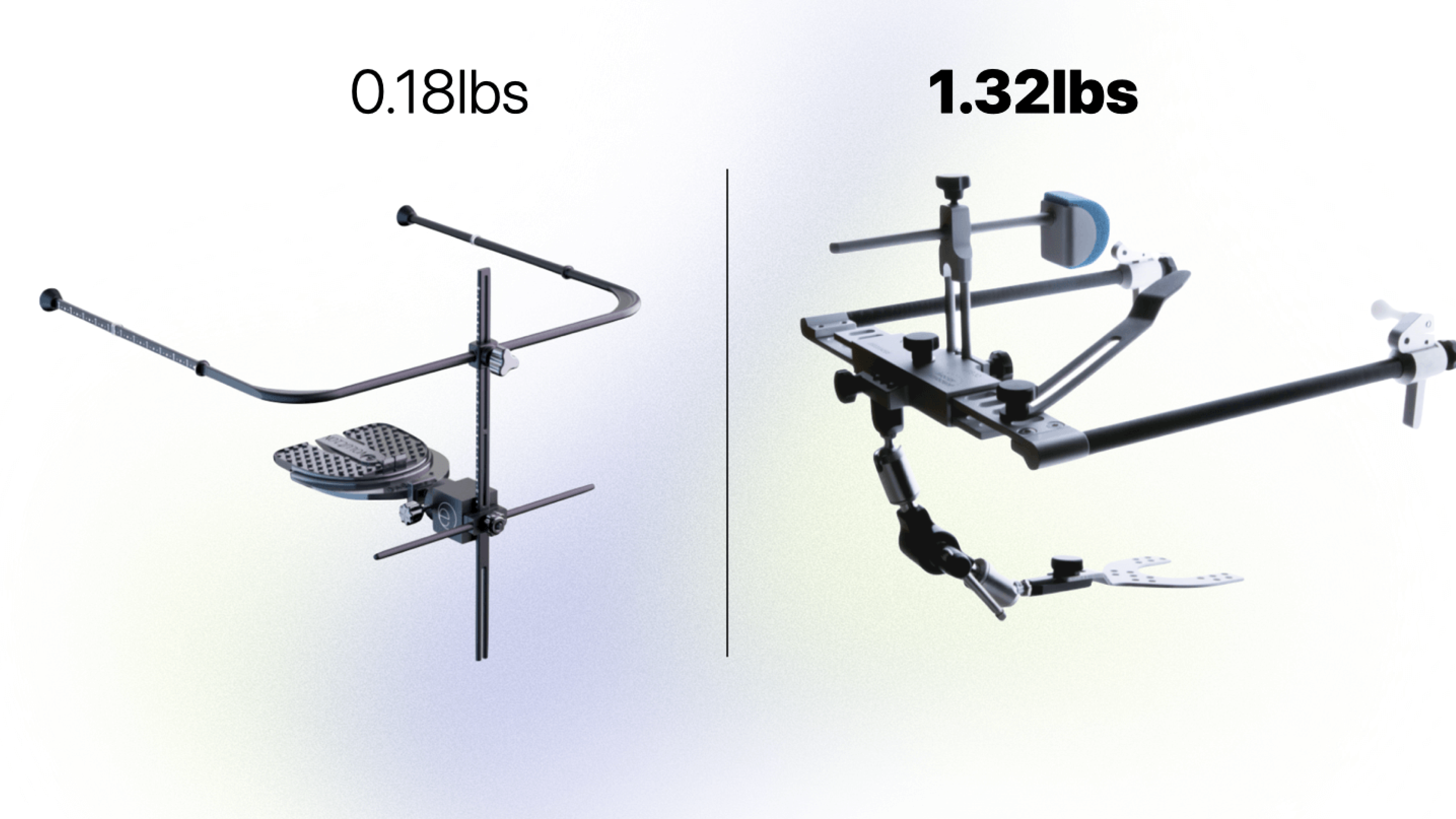 Patient Comfort
OneBite Evolution is a lightweight, medical-grade system designed for patient comfort. Traditional face bows are heavy, uncomfortable, and intrusive to the ears and nose, causing discomfort for the
patient.
