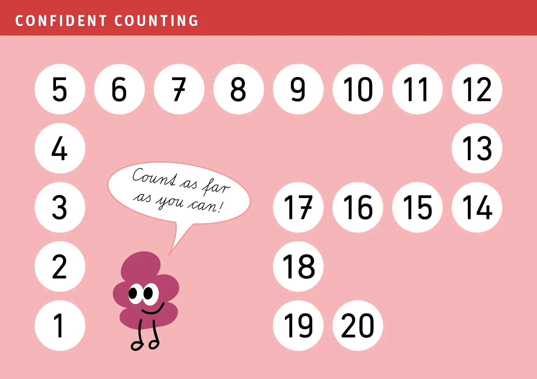 Practice confident counting forward and backward.