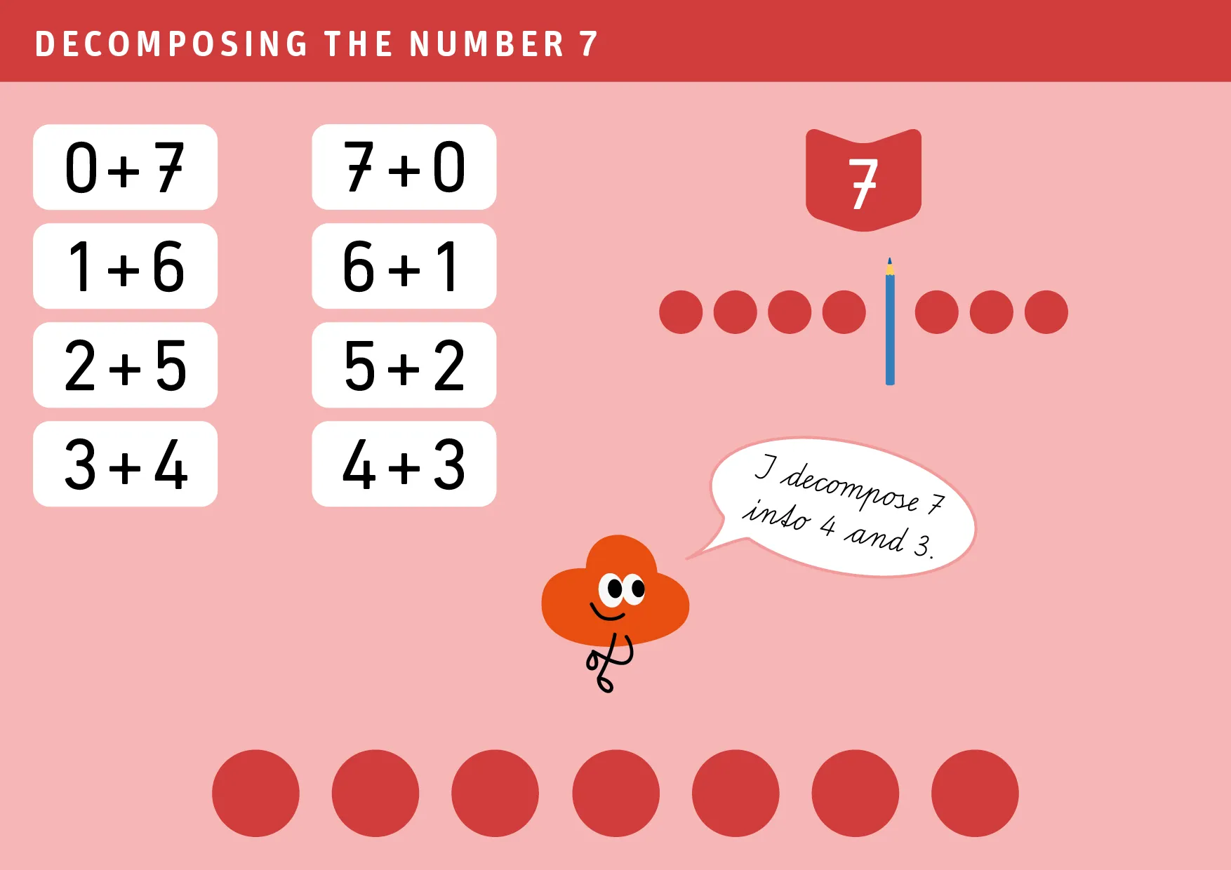 Children decompose the number 7 into two smaller numbers.