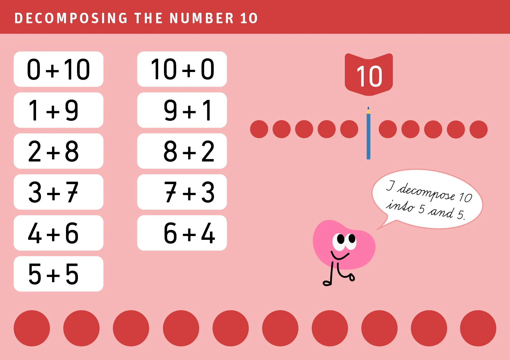 Children decompose the number 10 into two smaller numbers.