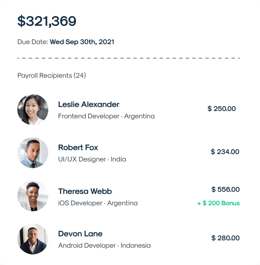 Streamline payments for your global team