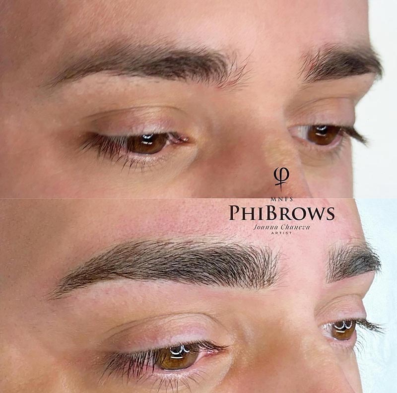 Natürliche Härchenoptik bei Männer Microblading München bei Joanna Chaneva