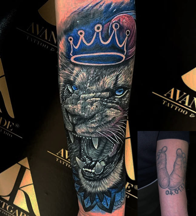 Tattoo München Cover Up – neues Motiv über altem Tattoo umgesetzt