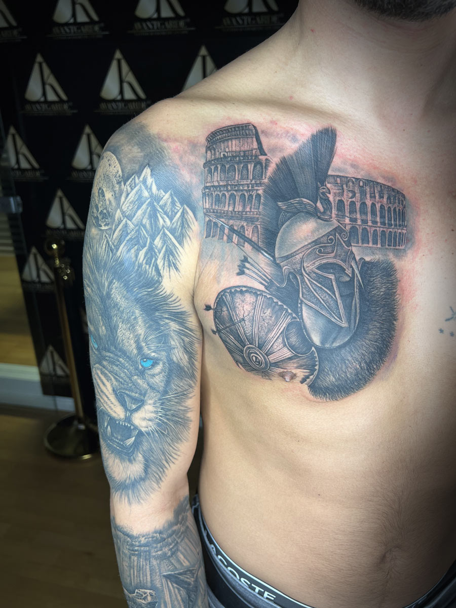 Realistic Sleeve Tattoo München mit starker Tiefenwirkung