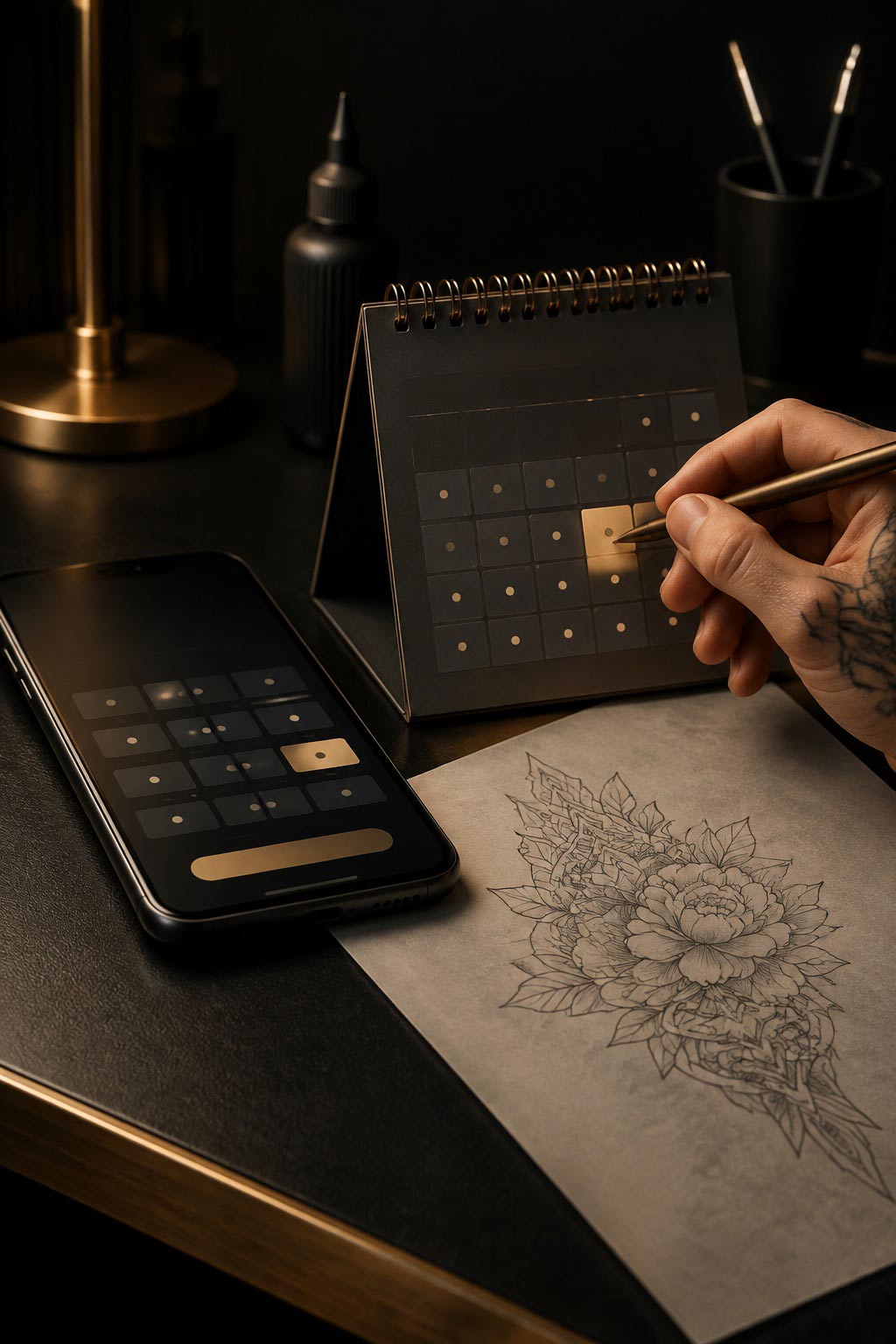 Hygienische Tattoo Arbeit mit präziser Vorbereitung im Studio