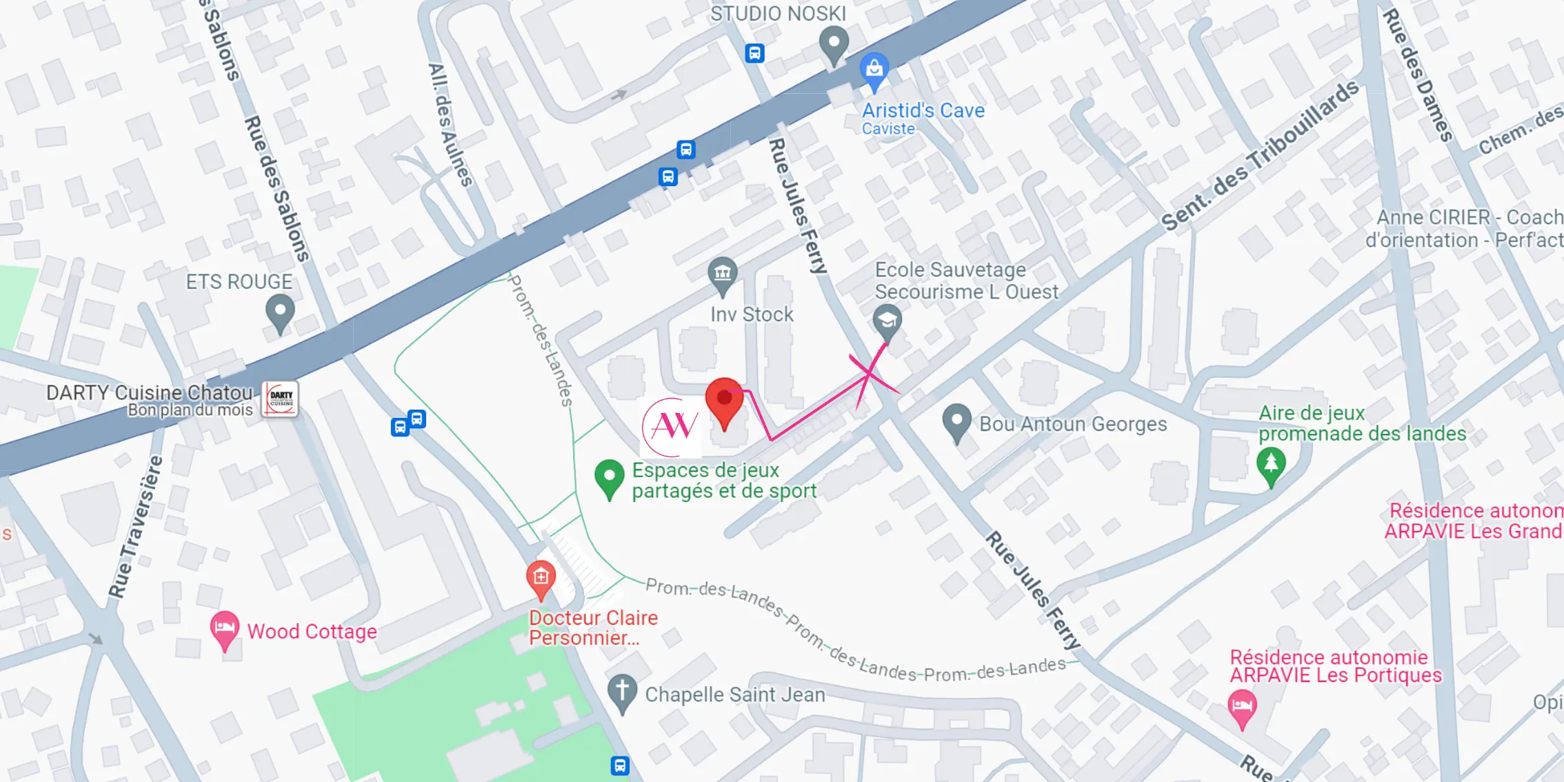 Plan d'accès du cabinet d'orthodontie à Chatou - 61 rue Jules Ferry
