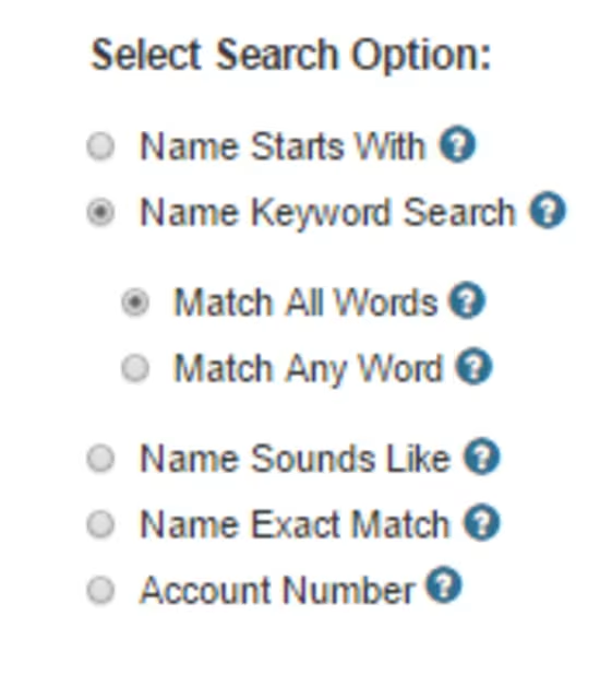 Select search Option 