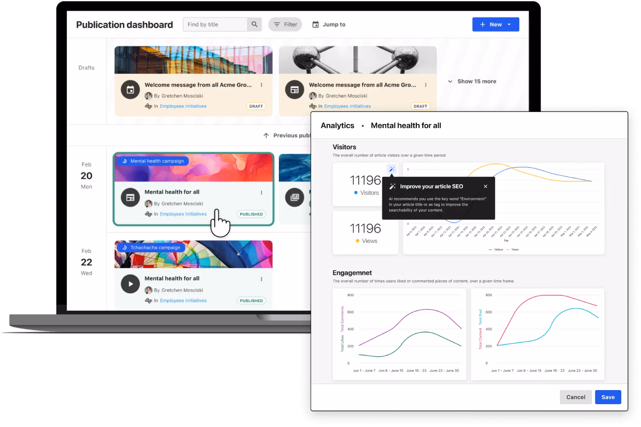 example of personalized content recommendations with LumApps AI