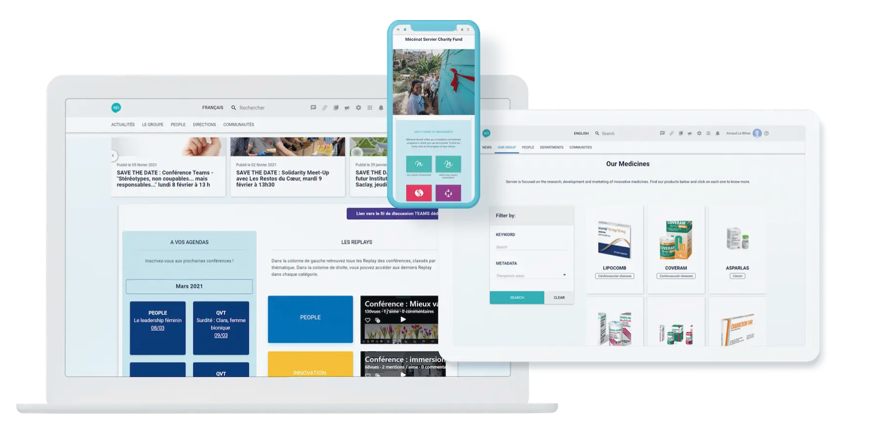 screenshot showing mobile tablet compatible intranet for healthcare