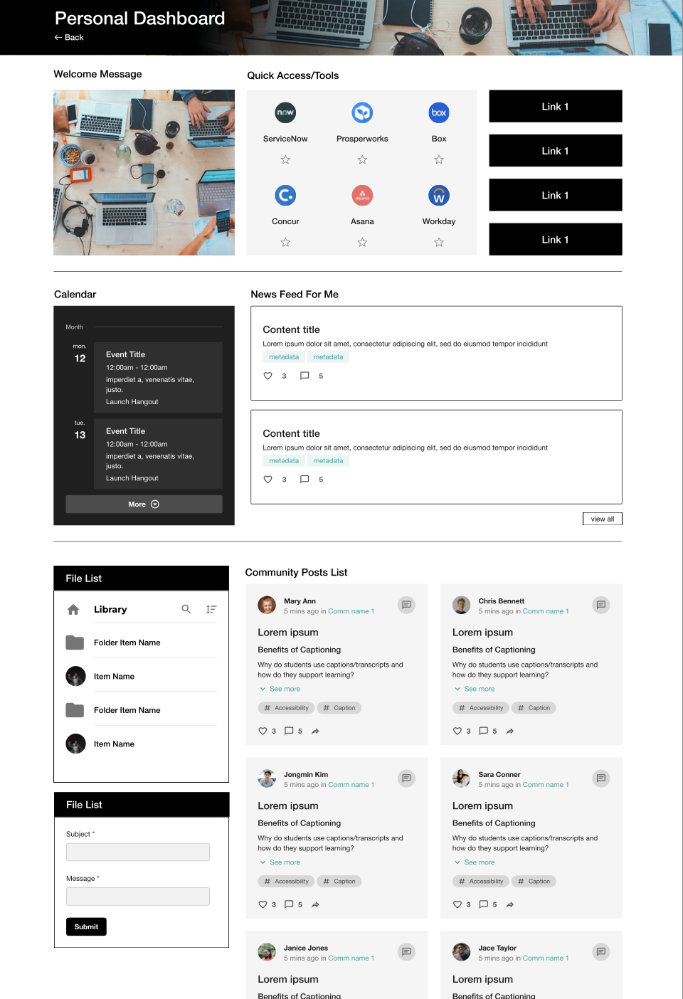 intranet example of employee dashboard
