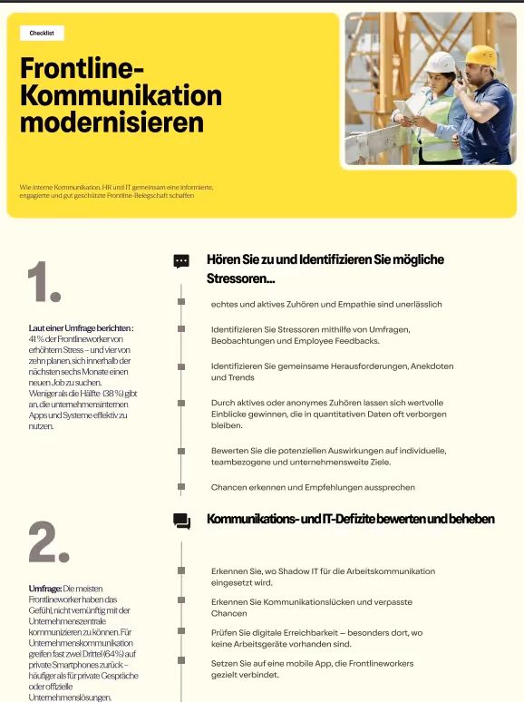 Modernisiere die Kommunikation mit Frontline-Mitarbeitern Checklist