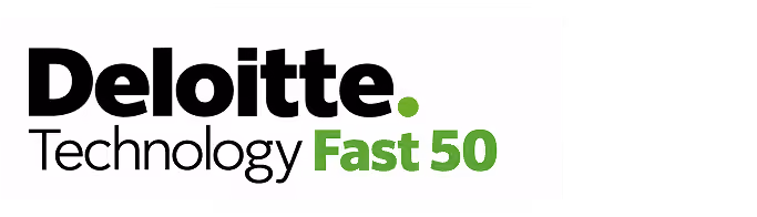 Deloitte Technology Fast 50 logo with the word Deloitte in black, a green dot, and 'Fast 50' in green.