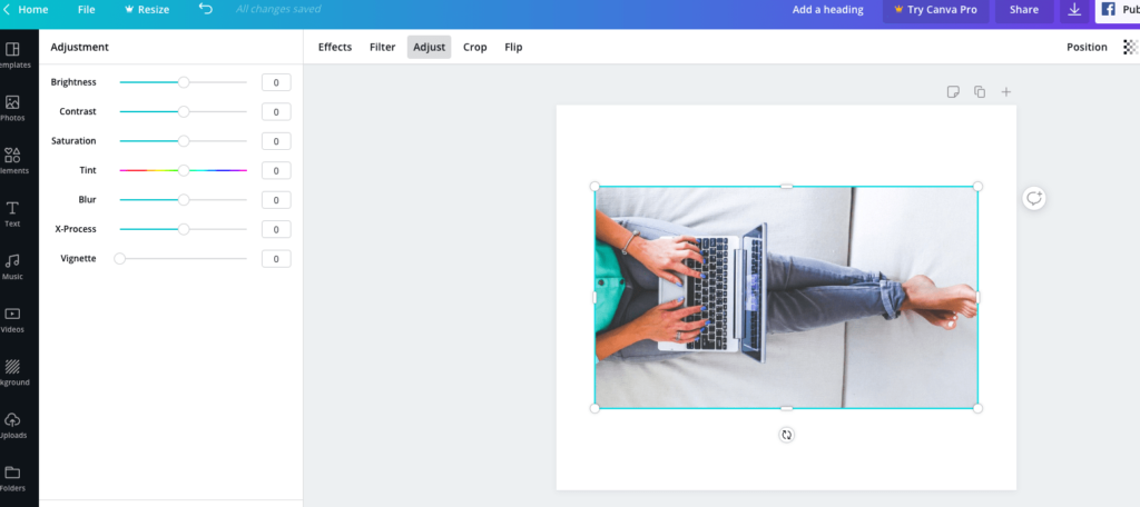 canva photo adjustments