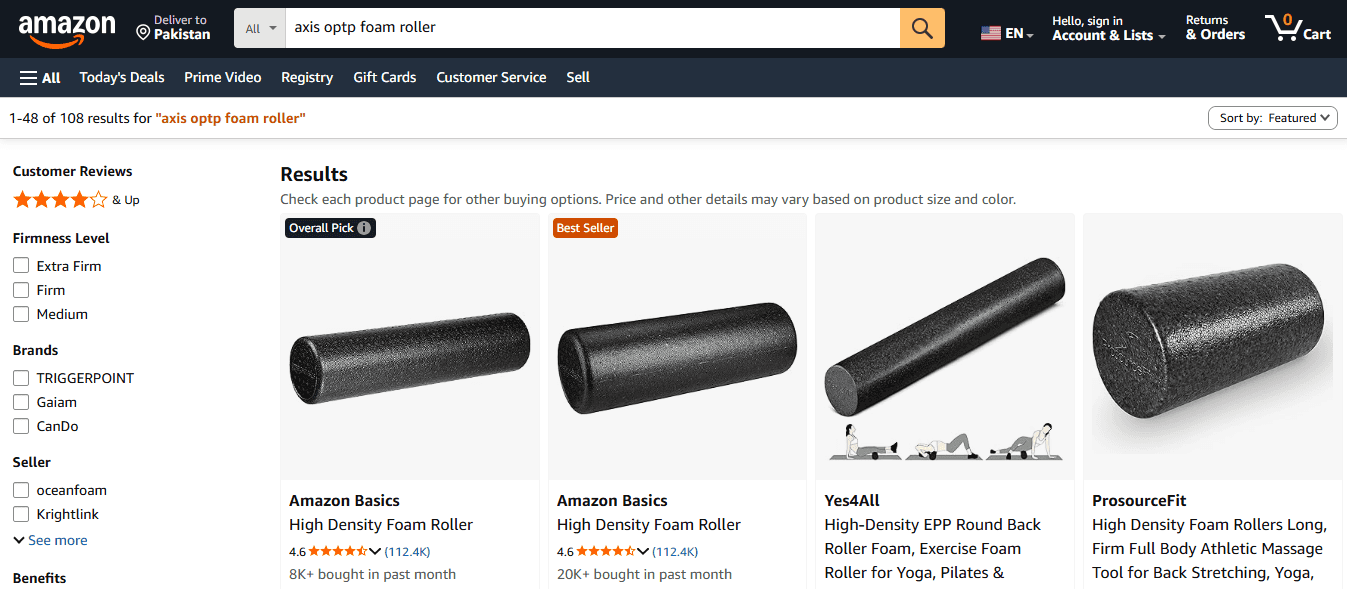 OPTP Black Axis Firm Foam Roller