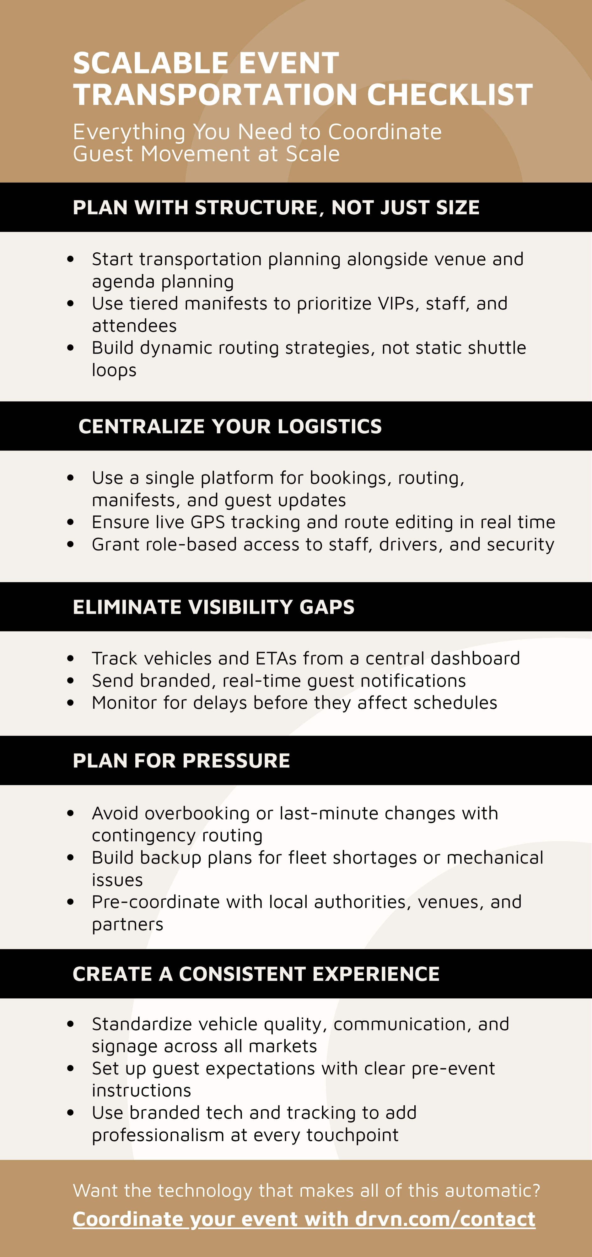 Infographic checklist on how to scale event transportation.