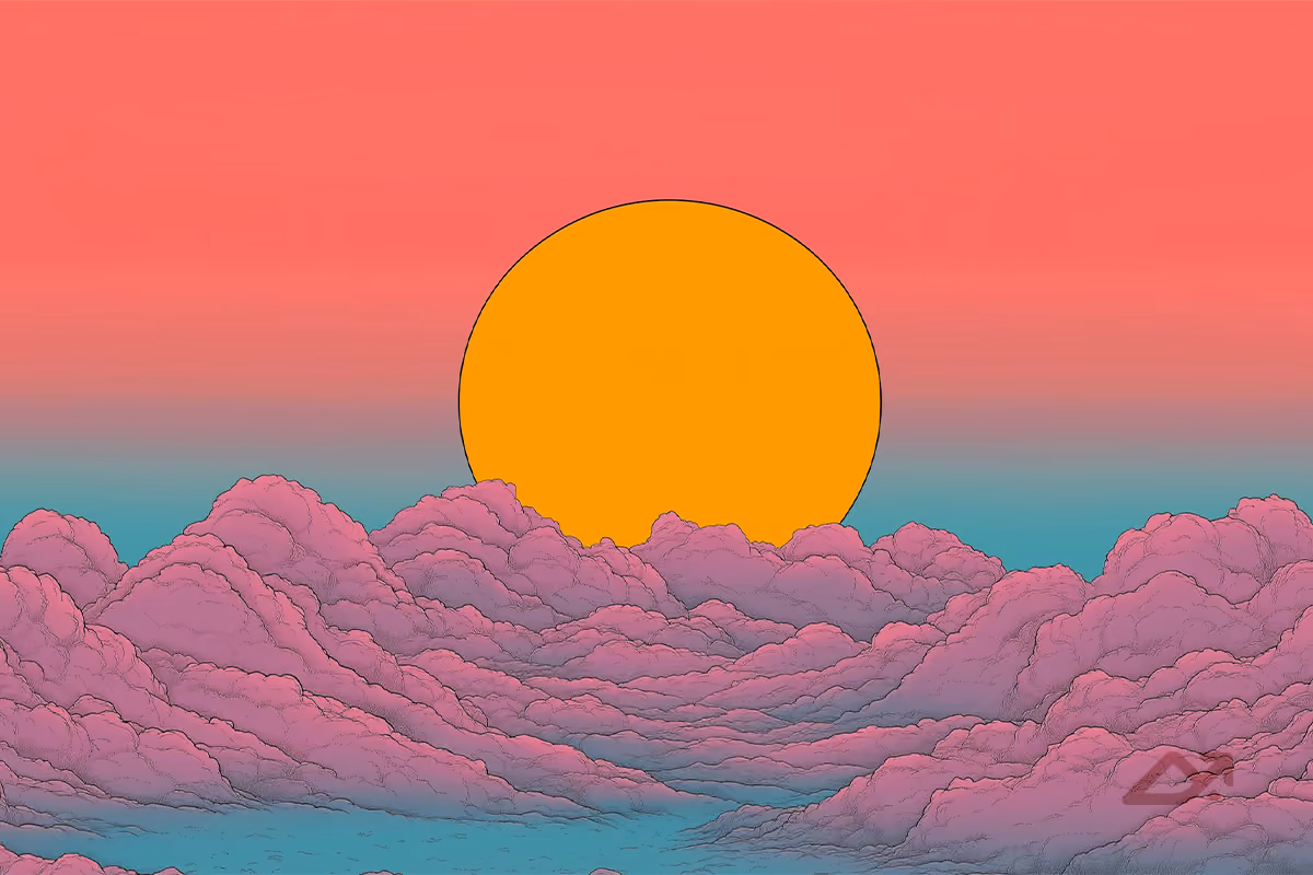Graphic image of a colorful sunset in summer
