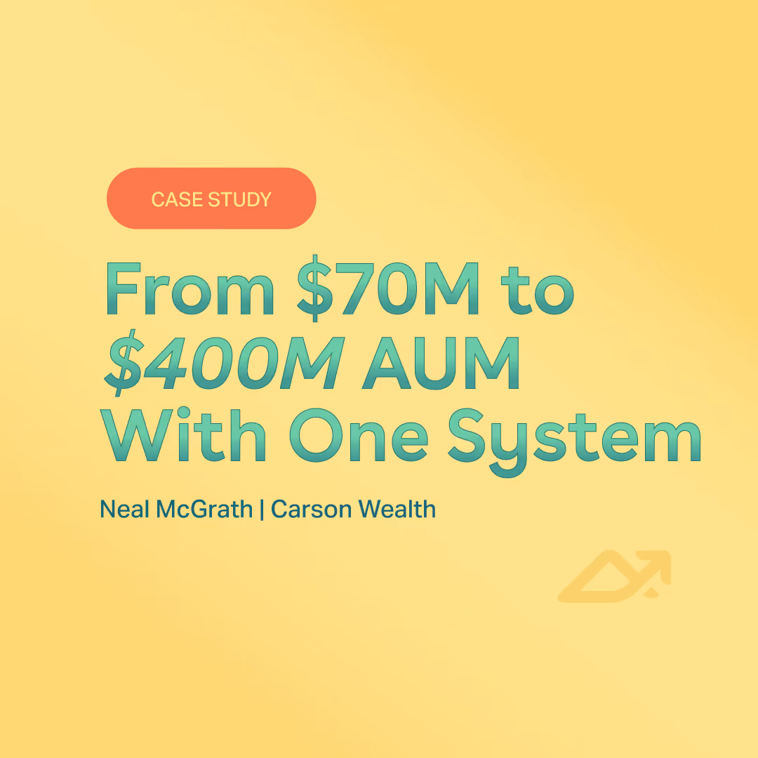 Graphic that reads: From $70M to $400M AUM With One System